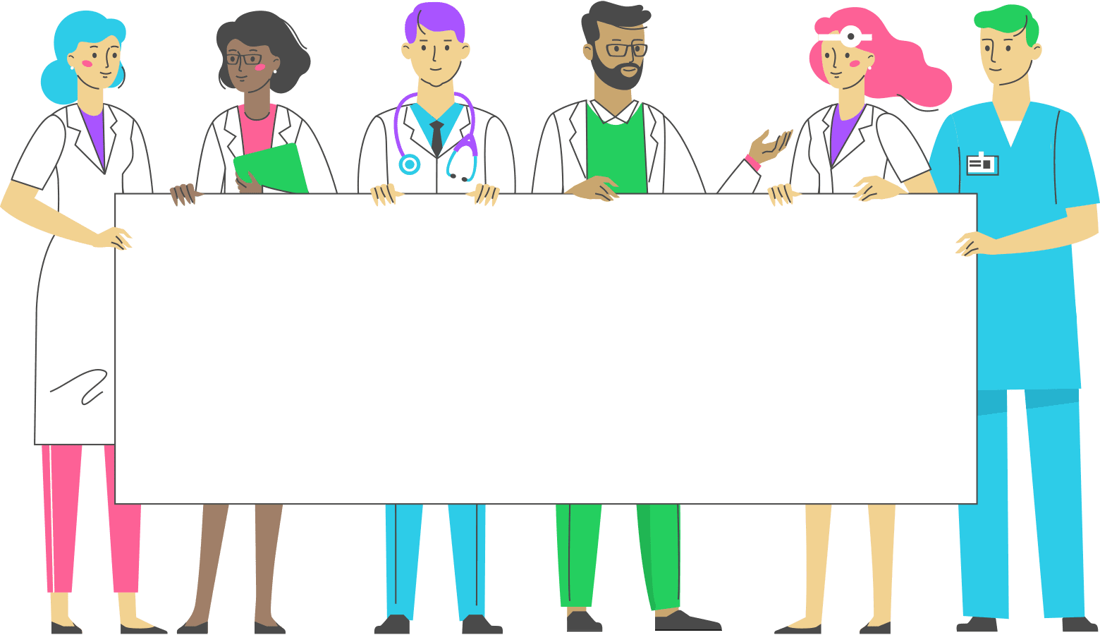 illustration-of-veterinary-professionals-holding-sign-1560px-2b colorful illustration of veterinary professionals holding a sign