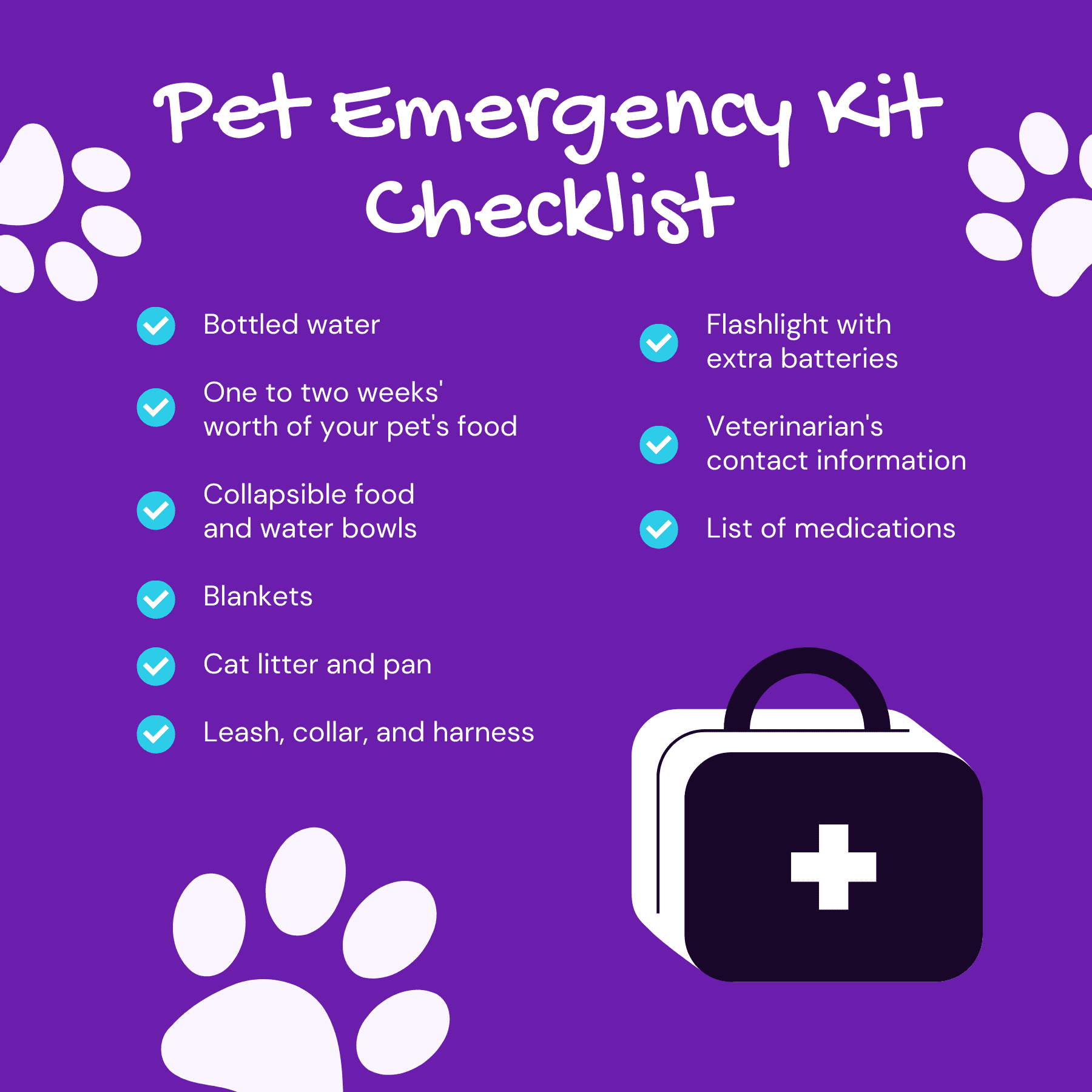 Pet Emergency Checklist Social Graphic
