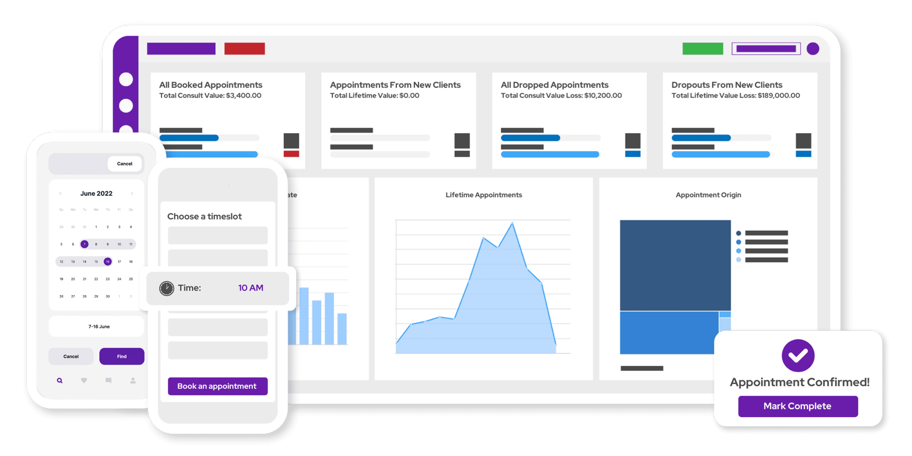 Mockup of PetDesk's veterinary booking platform