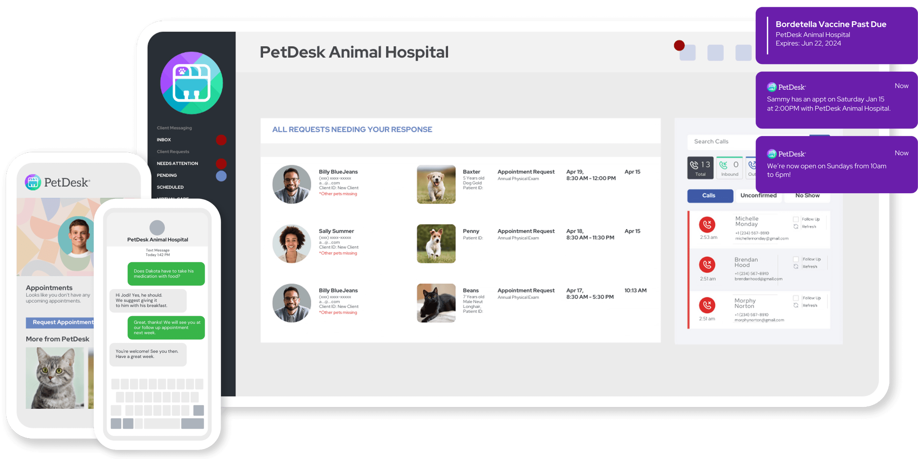 Mockup of PetDesk's veterinary client communication system