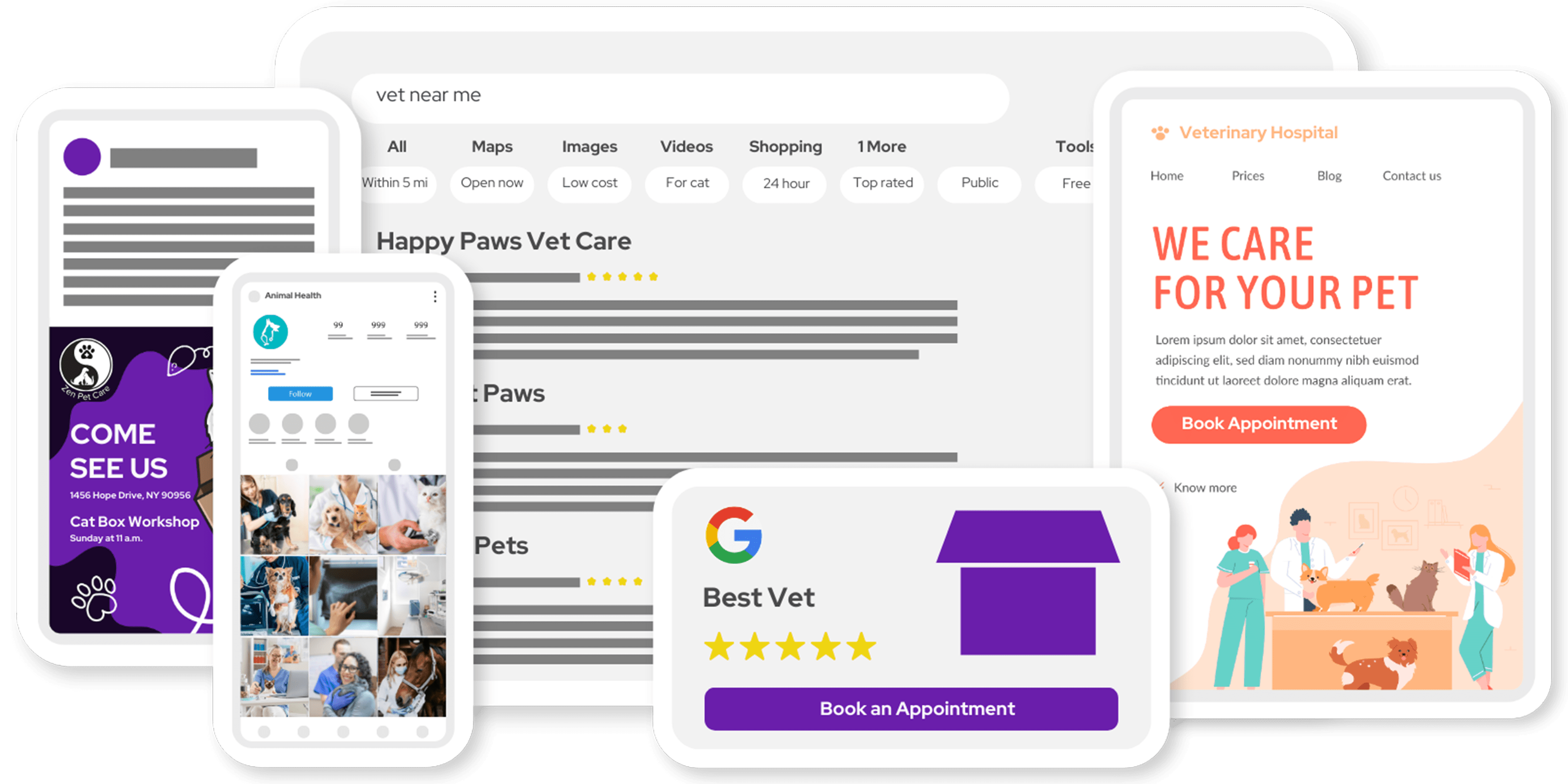 Mockup of PetDesk's Veterinary Marketing and Agency services