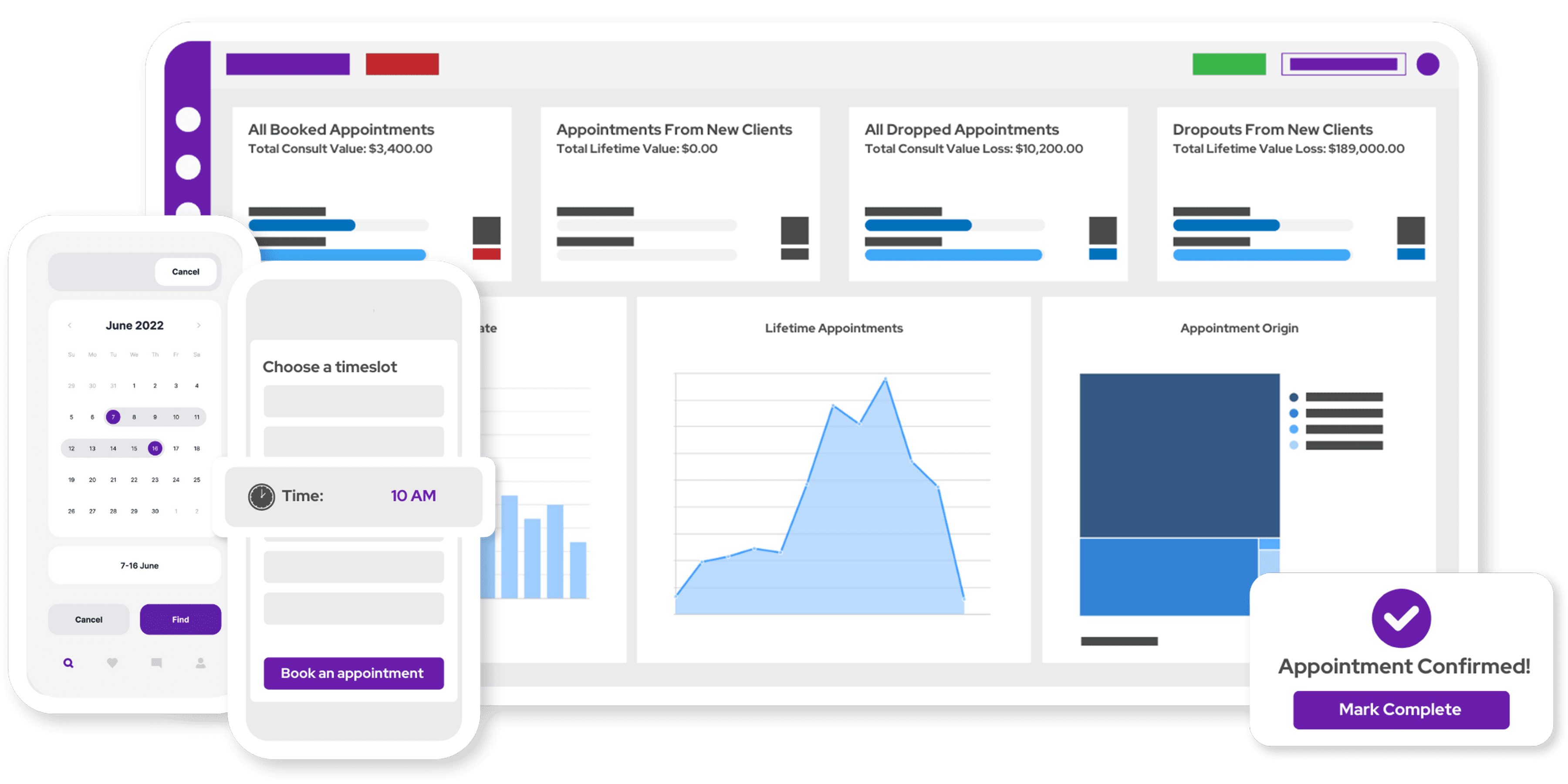 Mockup of PetDesk's veterinary booking system