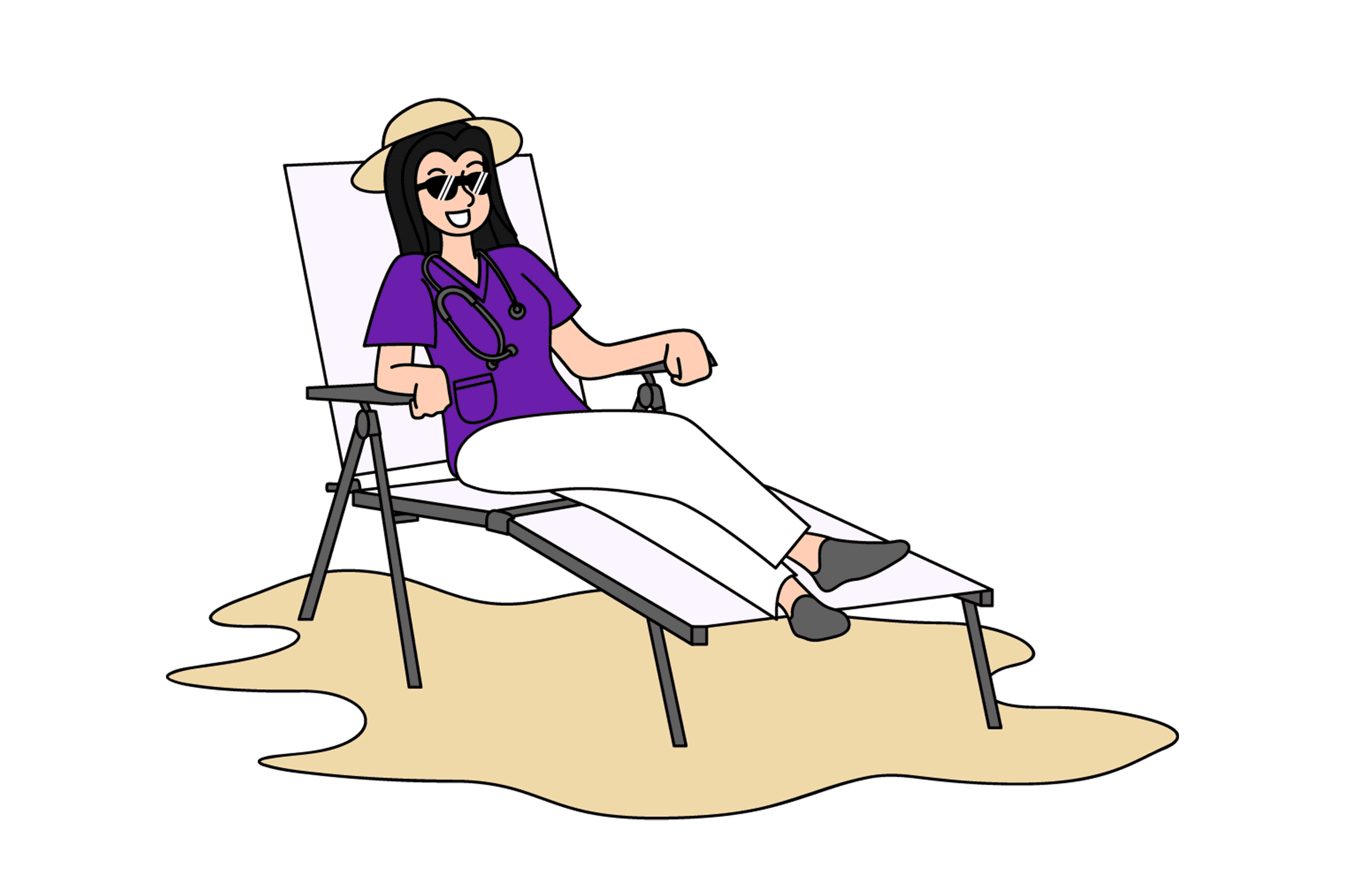 Illustration of a vet lounging on the beach