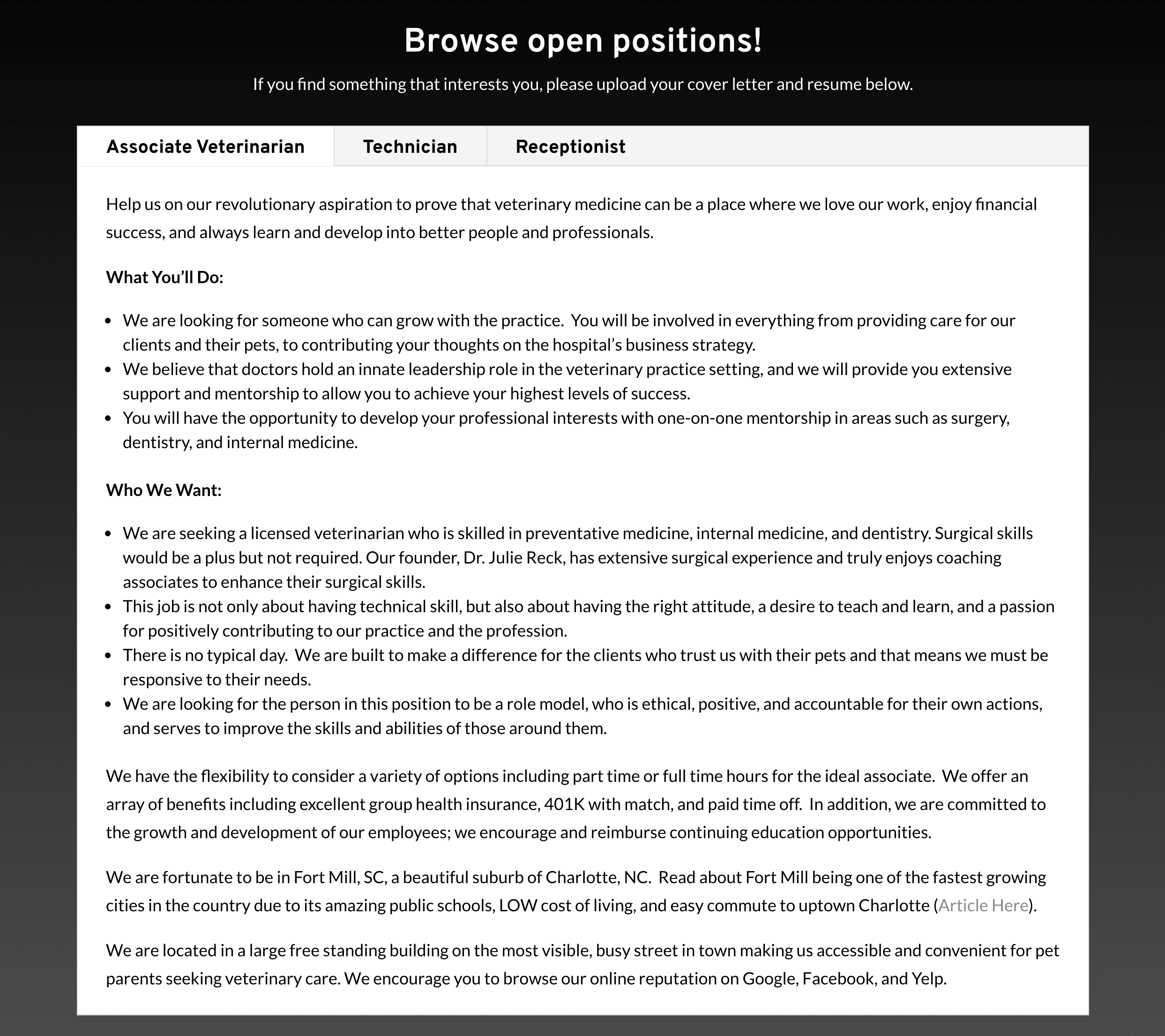 Your veterinary website needs a careers page | Screen Shot 2020 05 21 at 6.26.14 AM
