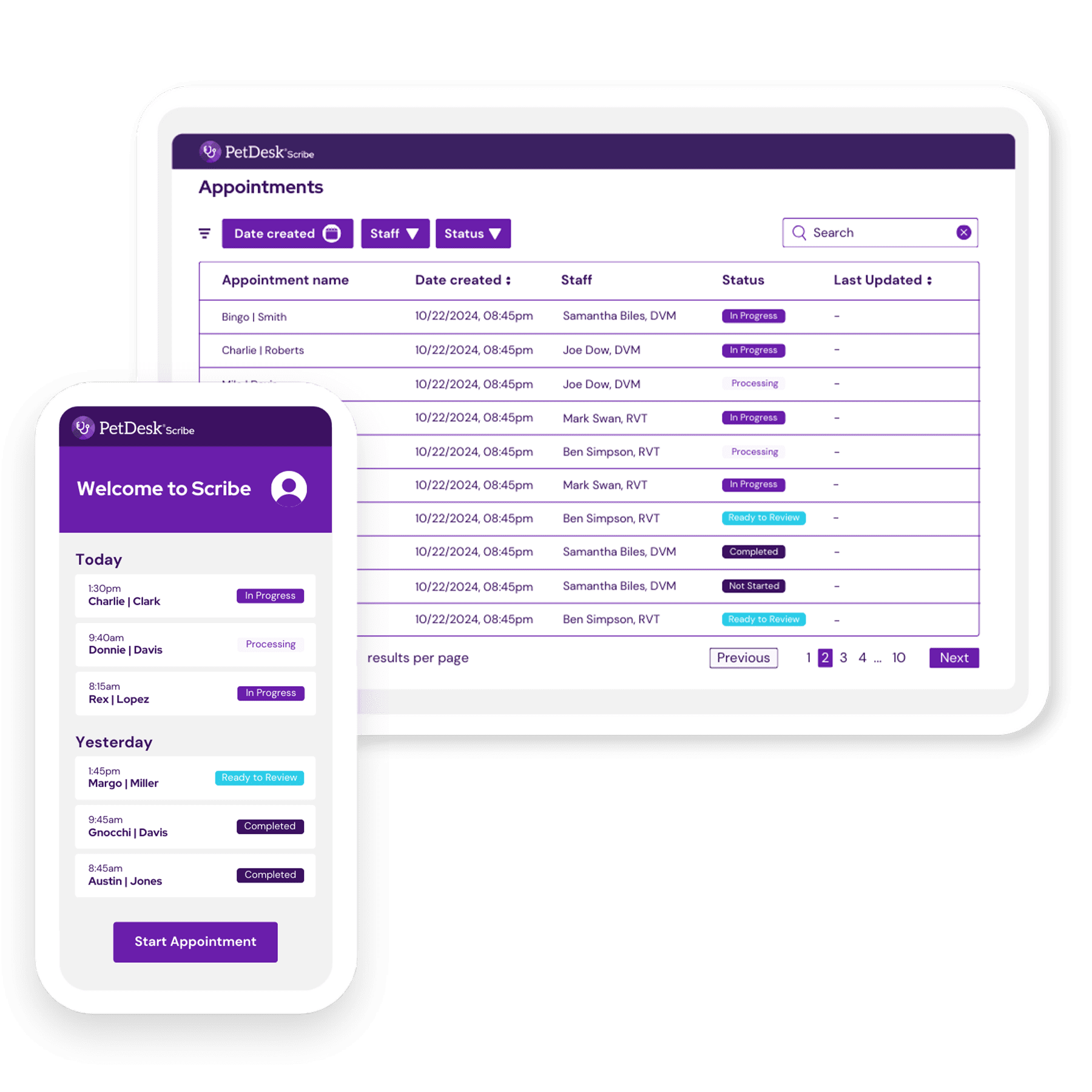 Mockup of PetDesk Scribe