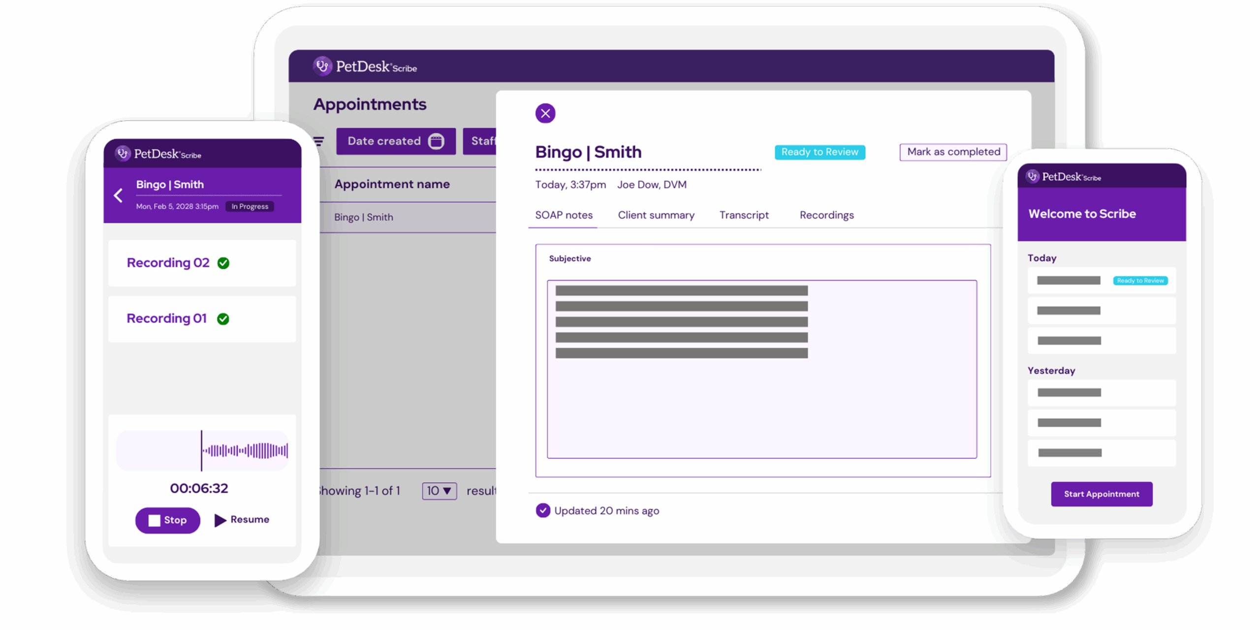 PetDesk Scribe - PetDesk's Veterinary Transcription Platform