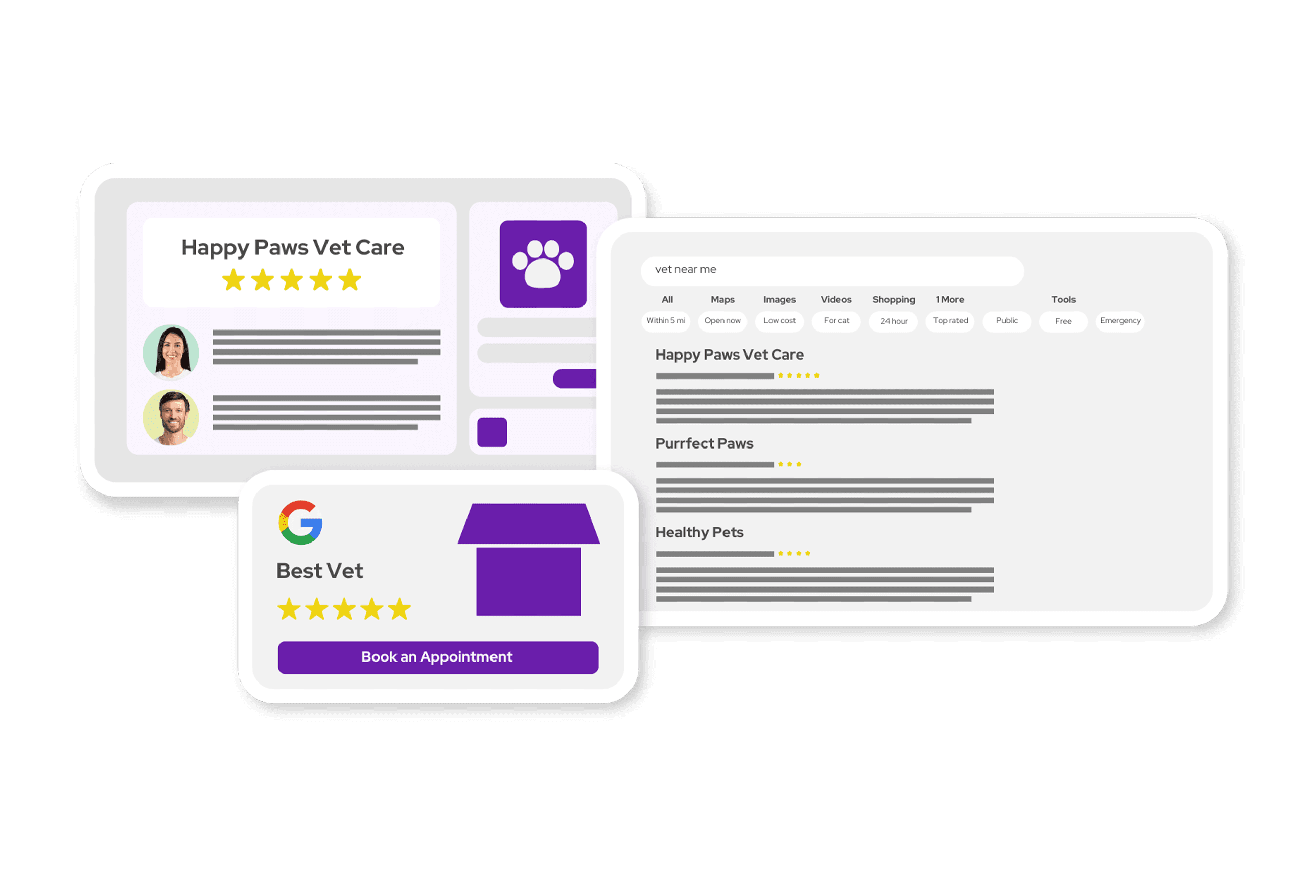 Mockup of Veterinary Reputation Management Reputation Management Mockup