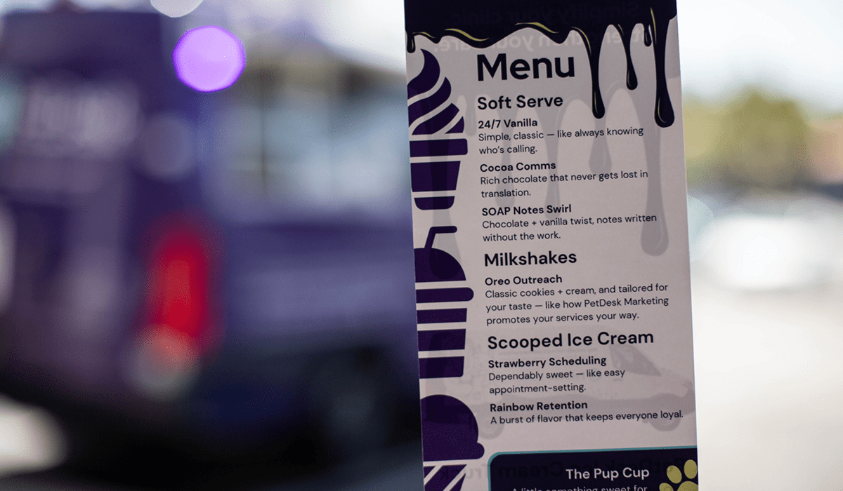PetDesk_Ice Cream Truck_Menu Image of the PetDesk Ice Cream Menu