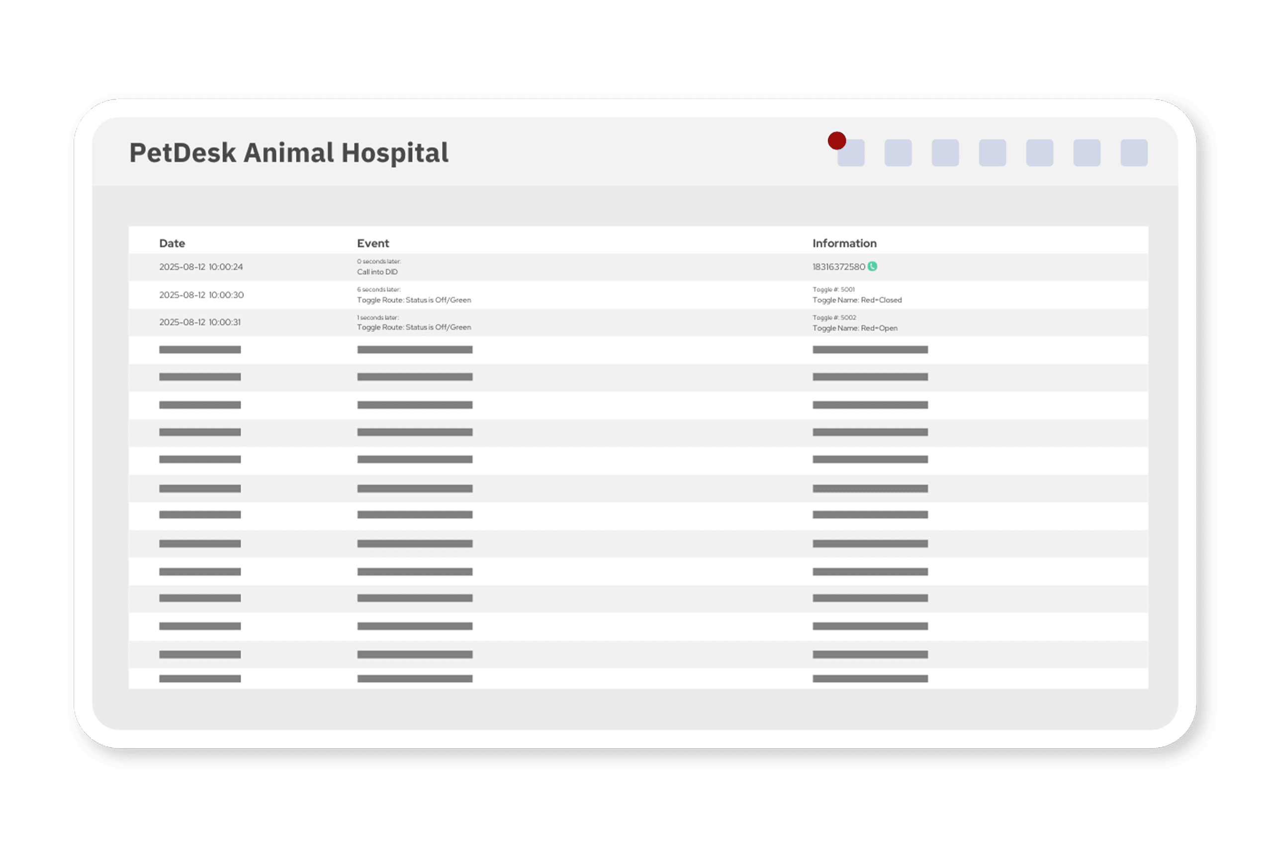 Veterinary Phone System - PIMS Integration Veterinary Phone System PIMS Integration mockup